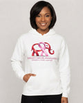 Breast Cancer Awareness Elephant Ribbon Hoodie in White