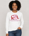 Breast Cancer Awareness Elephant Ribbon Long Sleeve Shirt in White